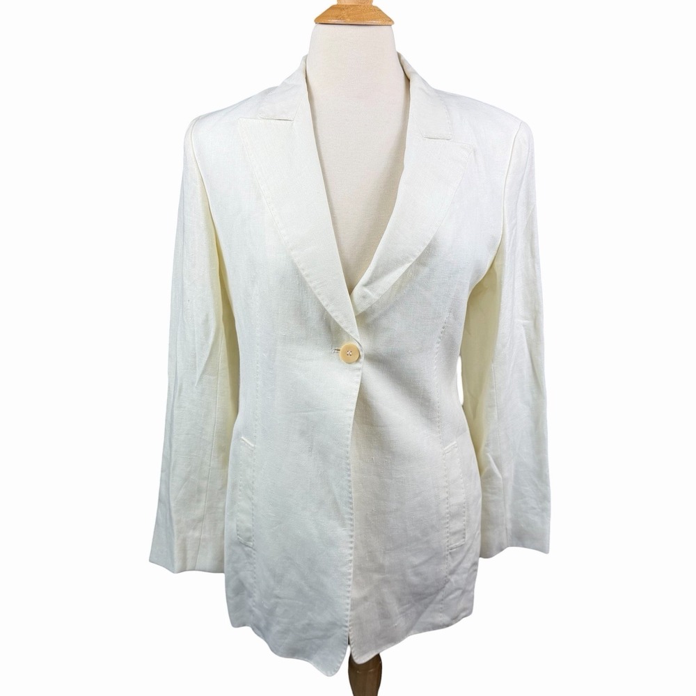 VTG Lafayette 148 New York 100% Linen Blazer Jacket Women's 8 Cream NWT Sample‎